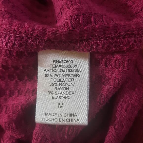 Chaser Womens Purple Drop Shoulders Waffle Hoodie Size Medium - Picture 6 of 8